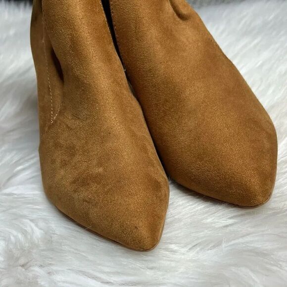 Express Suede Chunky Heel Booties Brown Size 6.5 - Picture 7 of 7